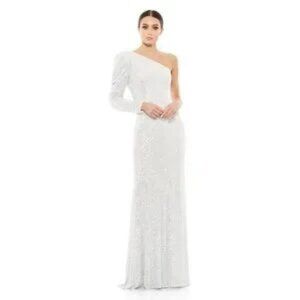 NWT | IEENA for Mac Dugal, White Sparkle Bridal Dress. Style 26591, Size 4